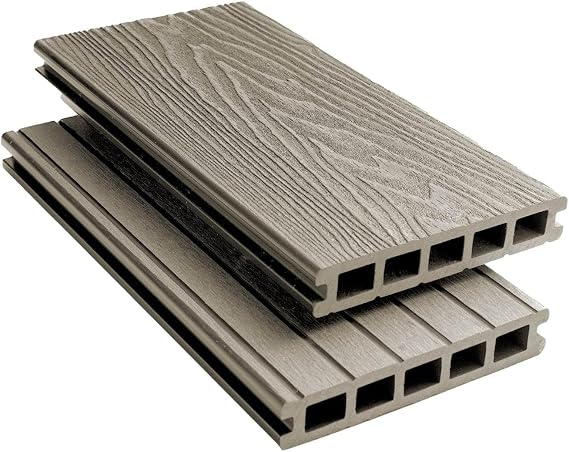 Tuda Grass Direct | 4.8m Composite WPC Decking Boards - Deep Embossed Woodgrain Plastic Boards | 8 Colours Available | All Fixings & Edgings Included | (15 sqm | 21 Boards, Oak)
