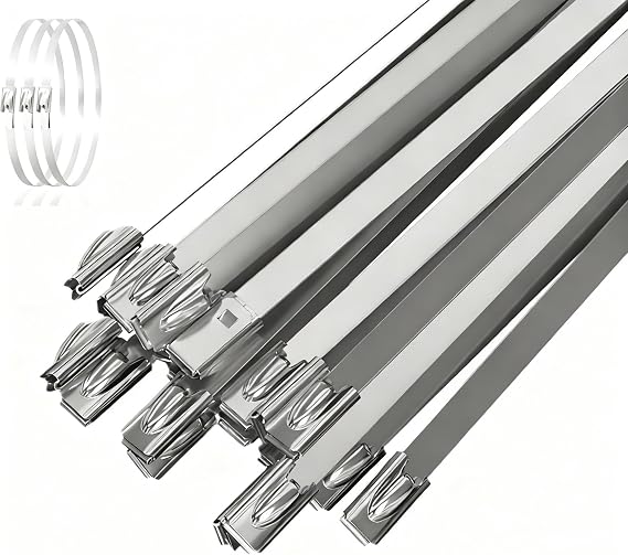 100Pcs 24Inch 304 Stainless Steel Cable Zip Ties 270lb Indoor & Outdoor Use