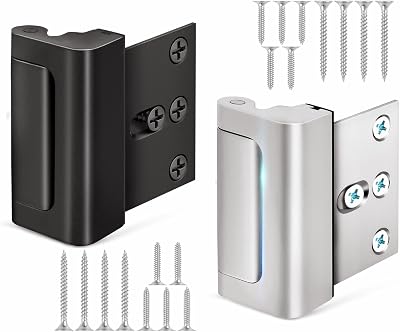 Home Security Door Locks for Kids Safety 2 Pack Extra Childproof Door Reinforcement Lock Latch Device from Inside for Inward Swinging Front Back Patio Courtyard Bedroom Interior Doors SliverBlack
