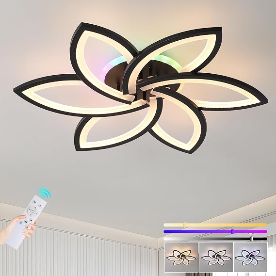 LED Ceiling Light 50W Dimmable RGB Flush Ceiling Light Remote [Energy Class E]