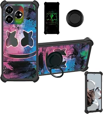 Case Compatible for ZTE Nubia V60 Design Phone Case Cover [with Tempered Glass Screen Protector][Hard PC  Soft Silicone][Ring Support] [Luminous Effect] YGH-BQ