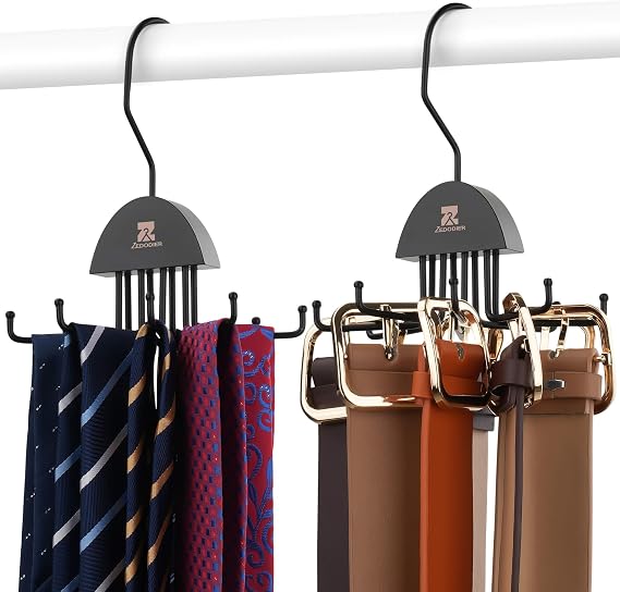ZEDODIER 2 Pack Tie Hanger for Closet, Tie Organizer, Holds 16 Ties