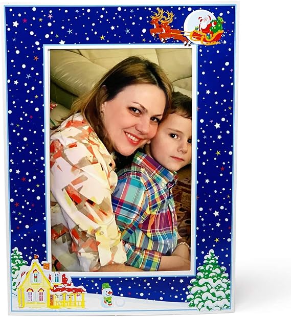 Santa Claus 4x6 Photo Easel - Pack of 100 Cardboard Paper Photo Frames - Beautiful Christmas 4x6 Photo folders Great for Holiday Parties, School, Teachers and Photo Booth