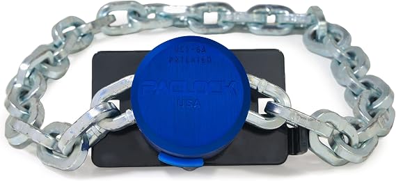 PACLOCK's UCS-6A Puck-Link Padlock, Keyed Different, with 8mm x 3' USA Square Chain