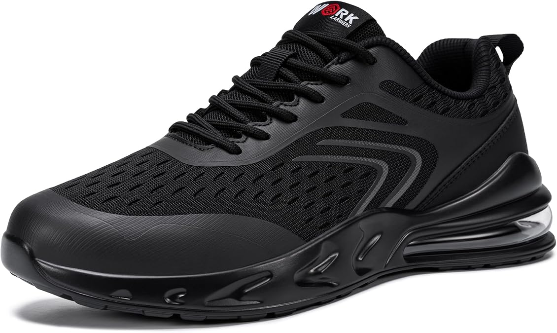 LARNMERN Non Slip Work Shoes for Men Kitchen Chef Shoes Mens Zapatos Trabajo Hombres Slip Resistant Food Service Waiter Walking Running Sneaker, Deep Black 10.5