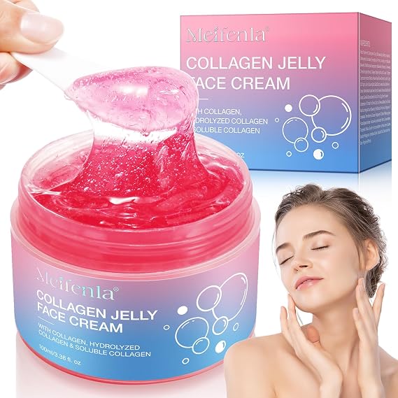Collagen Jelly Cream, Elasticity & Hydration,100ml Collagen Jelly Face Cream, Moisturizes Skin and Improves Fine Lines,Deep Hydration for all skins
