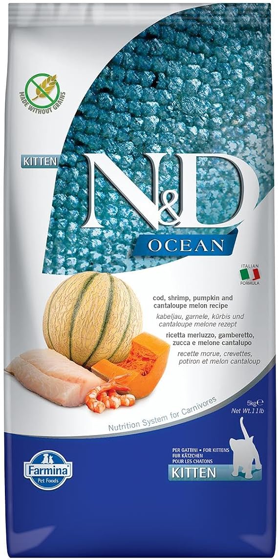 LQNQ N&D Ocean Cat COD, Shrimp, Pumpkin and Cantaloupe Melon Kitten 5 KG
