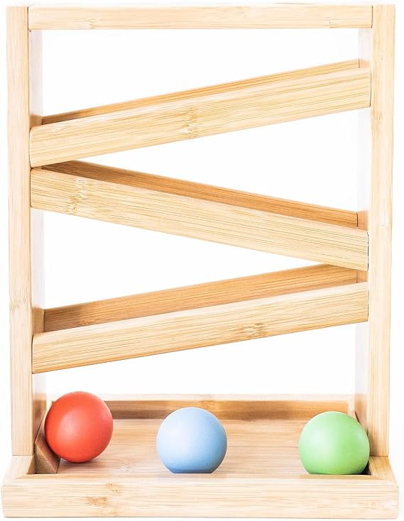 Small Montessori Ball Tracker Wooden Ball Drop - Wood Toys for 3 Year Old - Educational Toy for Baby and Toddler - Ramp Maze Run Track