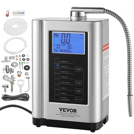VEVOR Water Ionizer 7 Water Settings Alkaline Water Machine Water Ionizer with 6000L Replaceable Filter pH3.5-10.5 Kangen Water Machine Household Water Purifier Max 1000PPM TDS & -500mV ORP