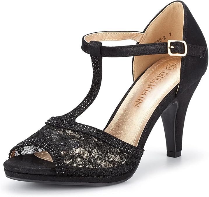 DREAM PAIRS Women's Open Toe Kitten Heel Sandals