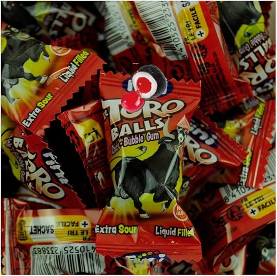 Liquid-Filled Bubblegum Sweets Variety – Mixed Fruit Flavours Chewy Gum Candy Selection - Fn (50 x Gum, Bubblegum El Torro Balls)