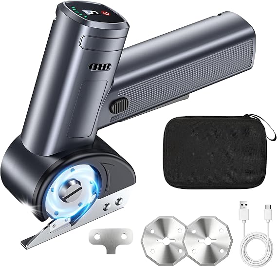 Cordless Electric Scissors Rechargeable, Smart Display Cardboard Box Cutter