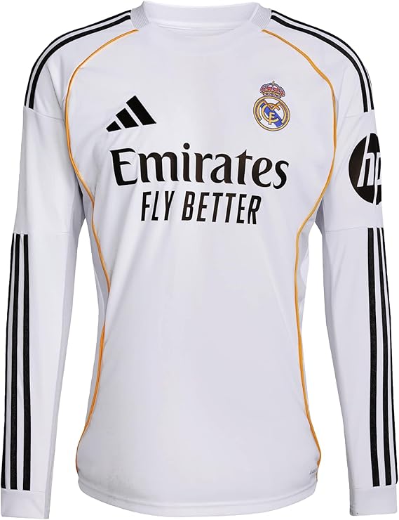 Adidas Real Madrid 25/26 Home Replica Long Sleeve Jersey KPD77, white, M
