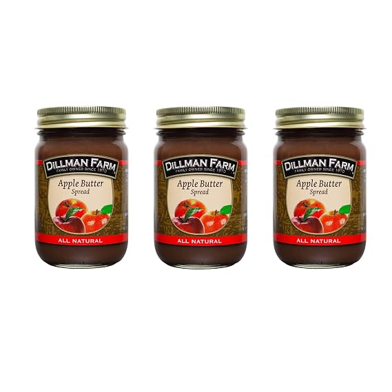 Dillman Farm All Natural Apple Butter (Pack of 3)- Gluten-Free, Non-GMO, Vegan, Kosher, Eco Friendly, Preservatice Free, Corn Syrup Free - Made in USA, 14 oz