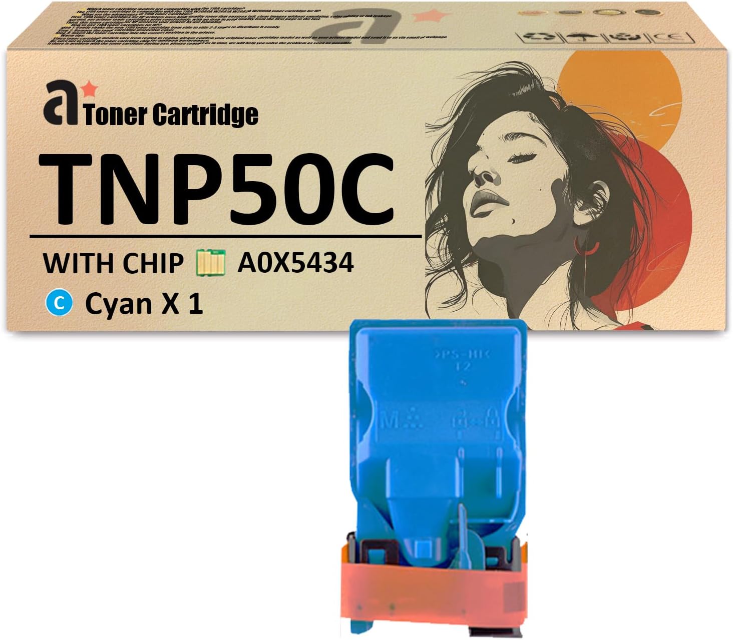 TNP50 Toner Cartridges Replacement for Konica Minolta TNP-50 TNP50K TNP50C TNP50M TNP50Y Toner Cartridge Compatible for Konica Minolta Bizhub C3100P Printers, 1 Cyan