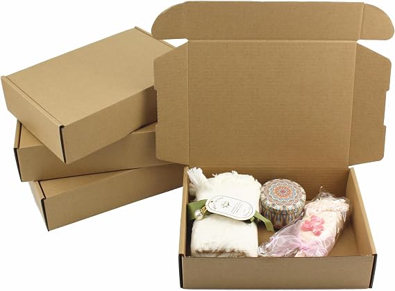 8 Pieces Cardboard Shipping Boxes 23 x 16 x 5 cm Brown Corrugated Cardboard Mailing Boxes for Gift Packaging Business Posting