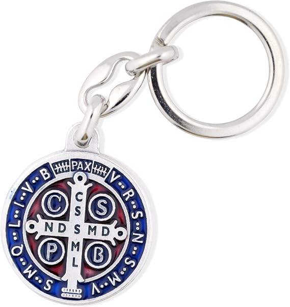 Saint Benedict Medal Key Chain with Colored Enamel
