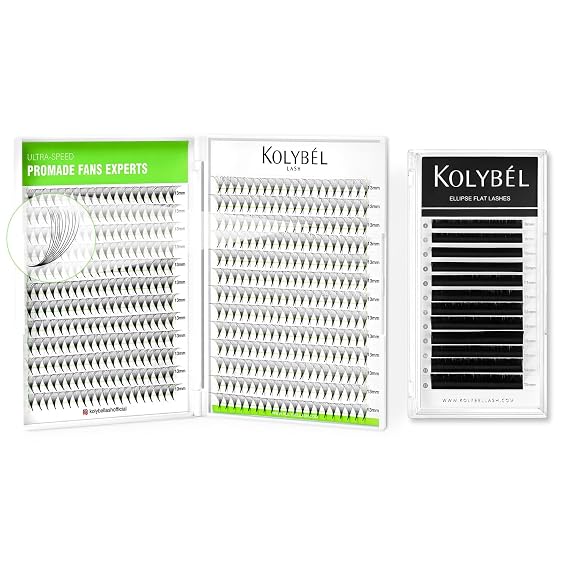 Flat Ellipse Classic Eyelash Extensions 0.15 D 8-15mm & 500 Fans Premade Lash Extensions 10D 0.05 D 8-15mm