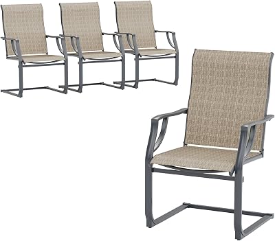 UDPATIO Patio Dining Chairs Set of 4, High Back Patio Chairs in All Weather Breathable Textile Fabric, Outdoor Furniture Chairs for Deck, Lawn, Garden, Backyard Brown