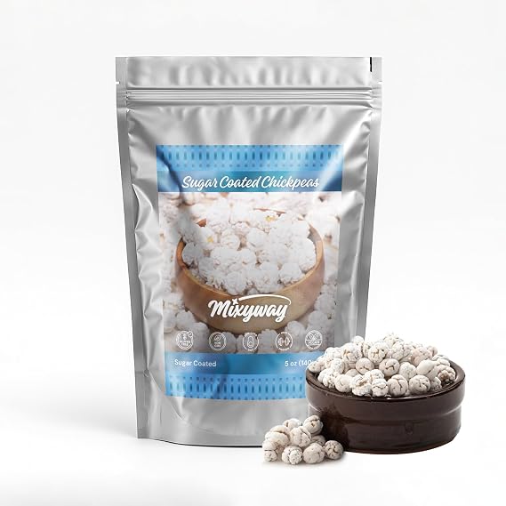 White Candy Chickpeas (Garbanzo Beans) Gourmet Snacks 5 OZ Sweet Coated Roasted Chickpeas Crunchy Candy Snack Plant-Based Treat Resealable Doypack (5 Ounce, White Candy)