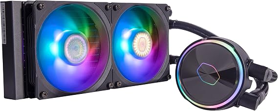 Cooler Master MasterLiquid PL240 Flux CPU Liquid Cooler - AIO Water Cooling System, 2 x 120mm Fans, 240mm Radiator, Addressable Gen 2 RGB Controller Included - AMD & Intel Compatible,