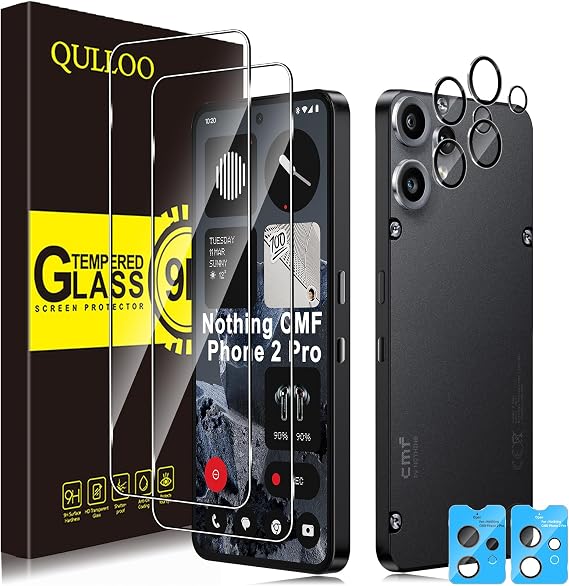 QULLOO Screen Protector for Nothing CMF Phone 2 Pro, [2+2 Pack] Tempered Glass & Camera Lens Protector, HD Anti-Scratch Easy Installation Protective Glass Film