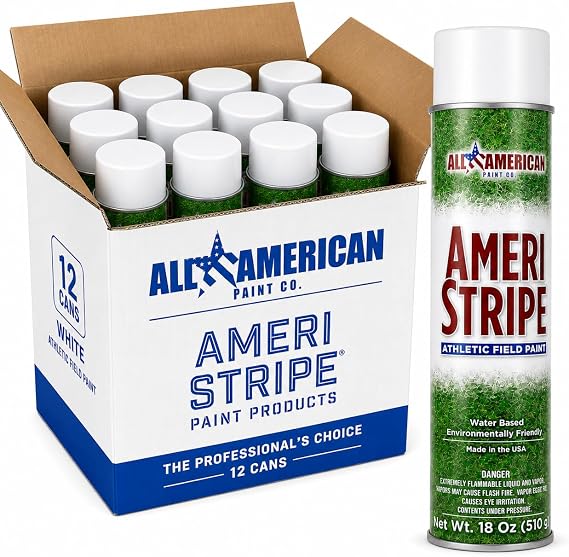 White Athletic Field Marking Spray Paint - 1 Case Pack (12 Cans) 18 oz of Paint per Can