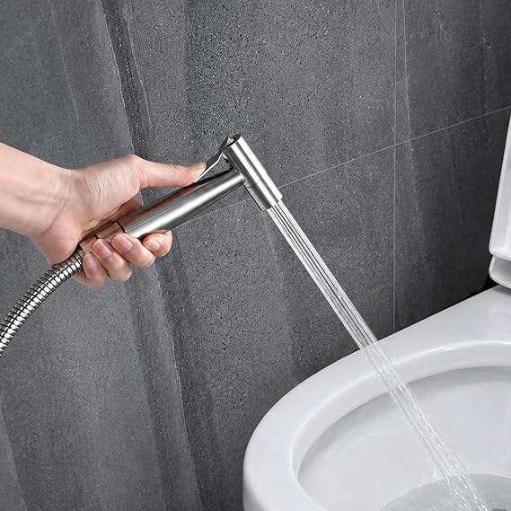 Handheld Bidet Sprayer Head 304 Stainless Steel Jet Spray for Toilet UK Multi-Functional Toilet Sprayer for Toilet Cleaning, Pet Bathing, and Personal Hygiene (Silver)
