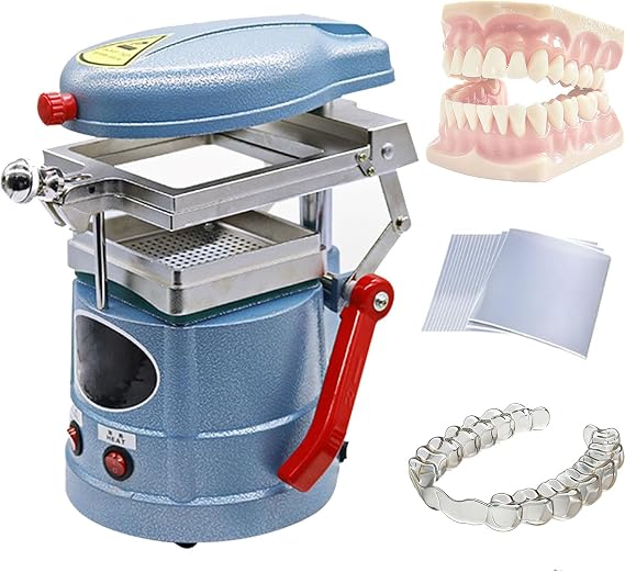 Dental Vacuum Forming Molding Machine Former Molder,Adjustable Lab Vacuum Forming Molding, DIY Denture Kit,with 15 Thermoforming Plastic Sheets 1.5MM