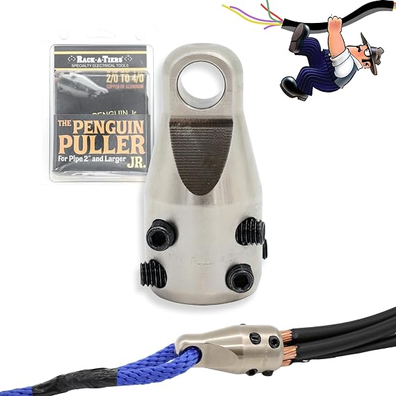 Rack-A-Tiers Penguin Puller Jr. Wire Pulling Attachment, Electrical Cable Pulling Tool, Wire Pulling Head for Electricians (69705)
