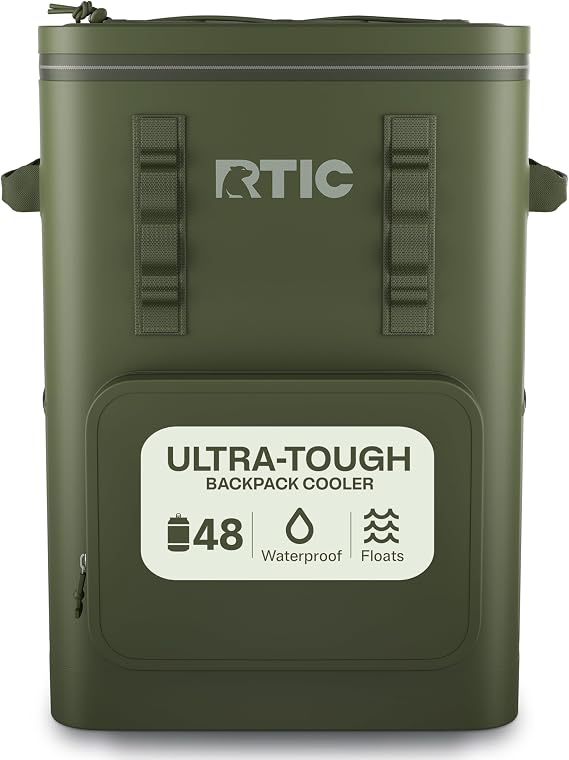 RTIC Ultra-Tough Backpack Cooler, Insulated, Waterproof, Leak Proof, Portable Floating Bag for Beverage, Drink, Lunch, Outdoor, Beach, Car, Camping, Picnic, Fishing, Boat