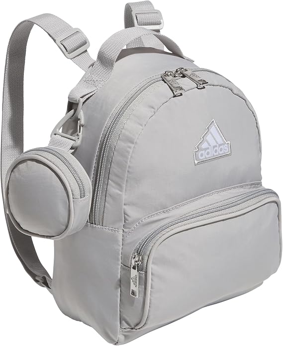 adidas Unisex's Must Have Mini Backpack, Small Size for Festivals and Travel Bag, Grey Two/White/Silver Metallic, One