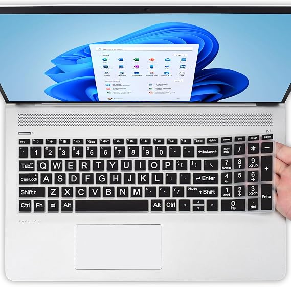 Keyboard Cover with Large Letters for HP 15.6" Laptop 15-dw 15-dy 15-dy5033dx 15-dy5073dx 15-dy5113dx 15-db 15-ds 15-da 15-ef 15-ES 15-cc 15-cd 15-cs 15-cw 15-bw 15-bs Series -Black