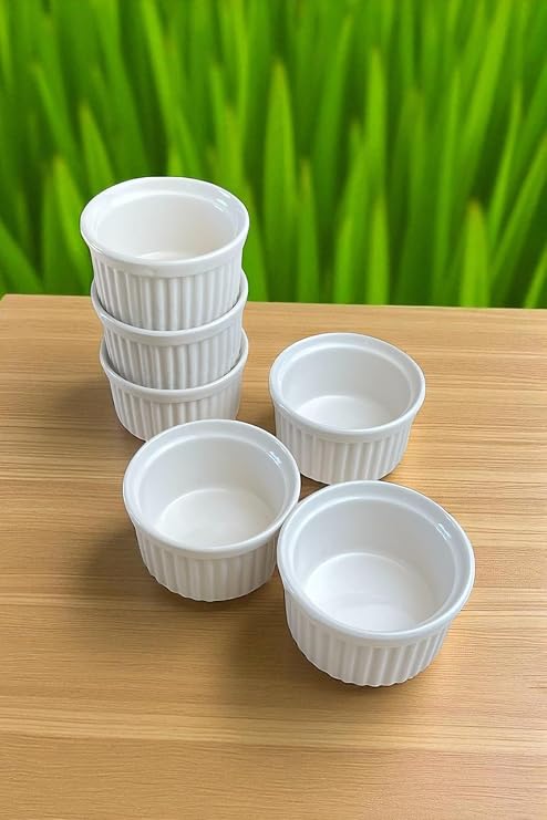 6 lı Sufle Kabı, Porselen Sufle Kabı 9cm Krem