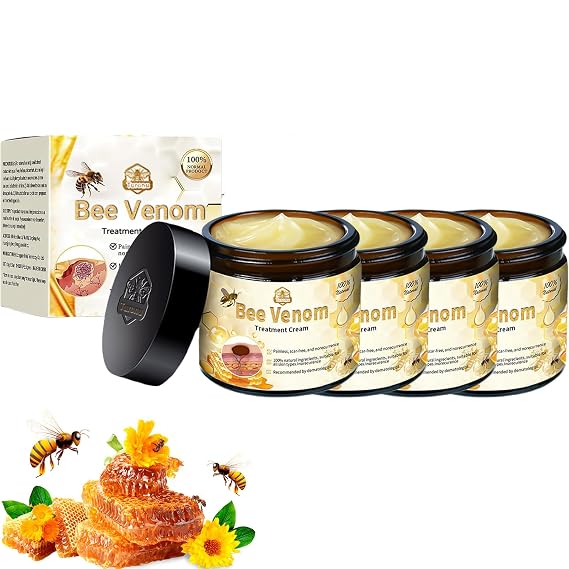 Turonu Bee Venom Cream, Bee Venom Mole and Wart Treatment Cream, Professional Bee Venom Skin Treatment Cream, New Zealand Bee Venom Gel, Natural Bee Venom Repair Cream for All Parts of The Body (4PCS)