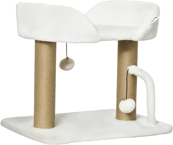 PawHut Small Cat Scratching Tree Height 42 cm with White Nest