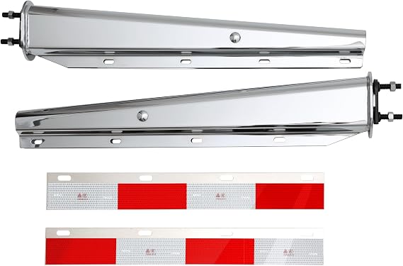 Chrome Straight Spring Loaded Mud Flap Hanger 2.5" Bolt Spacing,30" Length.13inch Length Enhanced Spring Inside. with 2pcs Reflective Plate