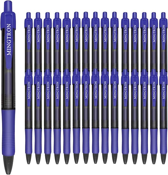 30 Pack No Smear blue Ink Retractable Fine Point Gel Pens Bulk, 0.5MM