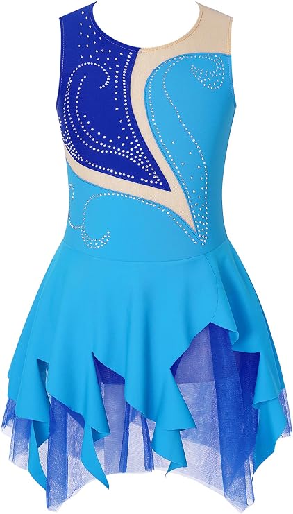 Jhaoyu Girls Shiny Rhinestone Figure Ice Skating Dress Ballet Tutu Skirted Leotard Competition Dancing Outfits