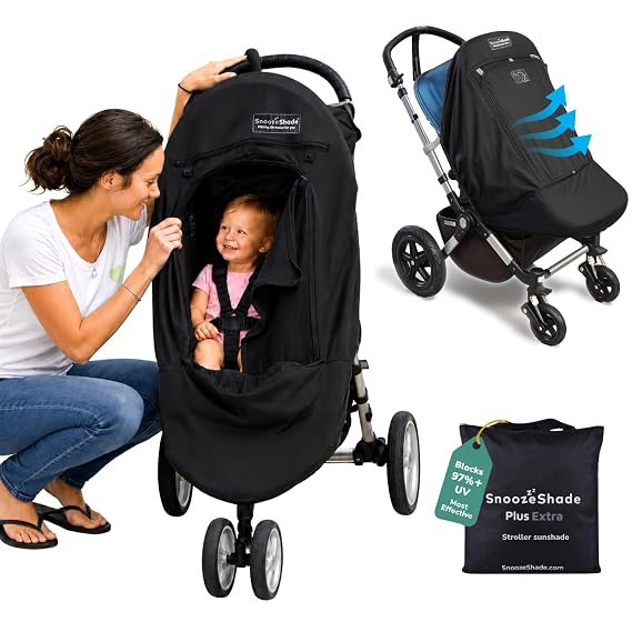 SnoozeShade Plus Extra Stroller Sun Shade, Blackout and Sleep Aid UPF50+