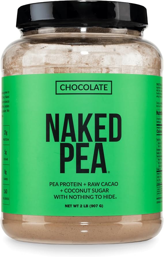 NAKED Chocolate Pea Protein Isolate from North American Farms, Only 3 Ingredients, Chocolate Vegan Protein, NSF Certified, Gluten-Free, Soy Free, GMO Free - 2LB