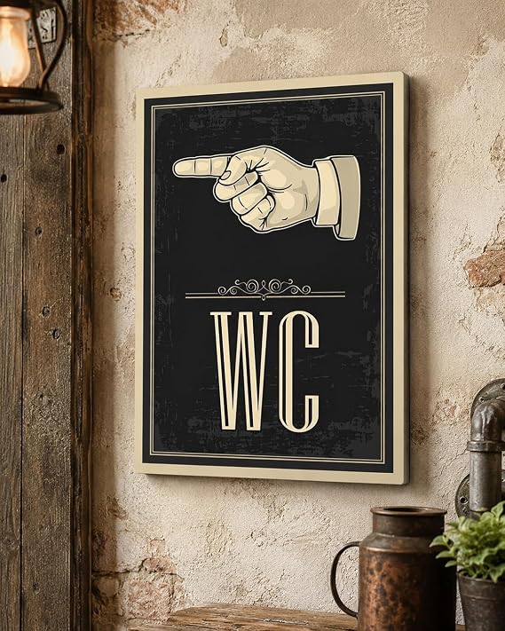 WC Tuvalet Tabelası Parmak İşareti İle Yönlendirme Tabelası Beyaz 15 x 20 karbonNM2129