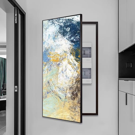 HARELA Wall Art Circuit Breaker Electrical Panels Box Cover, Decorative Fuse Box Covers, Hide Distribution Cover Decoration Creative Hanging Picture(Black F,60x120cm/23.6x47.2in)