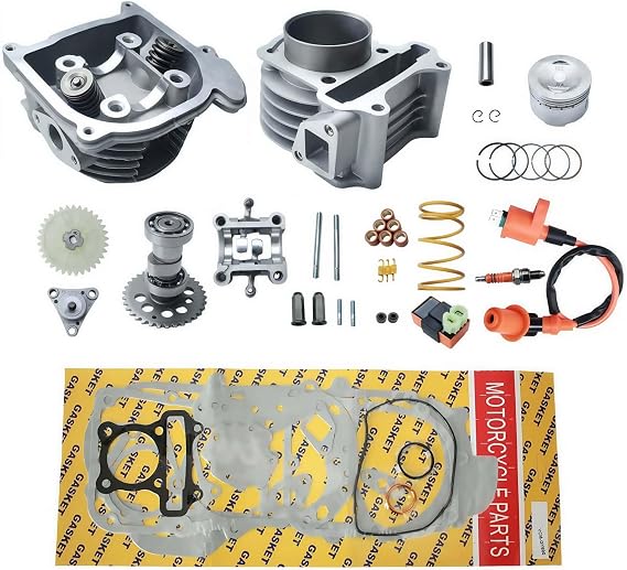 High Performance 50mm Big Bore Cylinder Rebuild Kit with 69mm Valves Cylinder Head Assy CDI Ignition Coil Spark Plug for 139QMB 139QMA Engine Scooter Moped ATV Go-Kart (69mm upgrade valve)