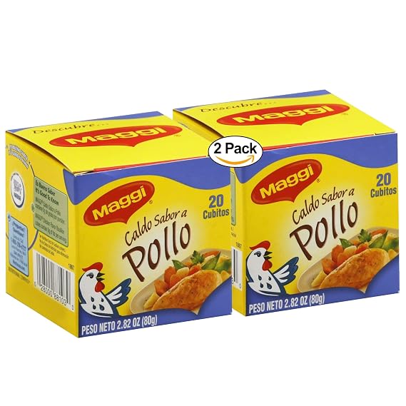 Maggi Bouillon Cube Chicken, Instant Broth, Seasoning, 20 count, Pack of 2