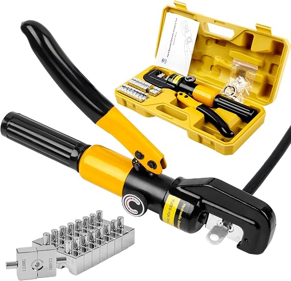 YUZES 10-Ton Hydraulic Crimping Tool, 12 to 2/0 AWG Battery Cable Crimper