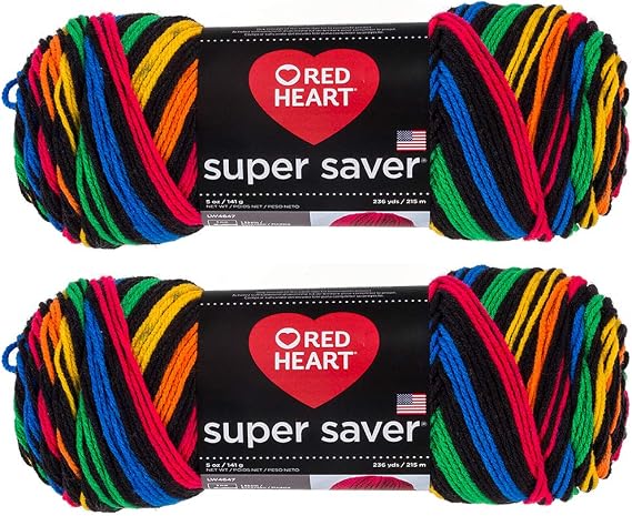 Bulk Buy: Red Heart Super Saver (2-Pack) (Primary Stripes, 5 oz Each Skein)