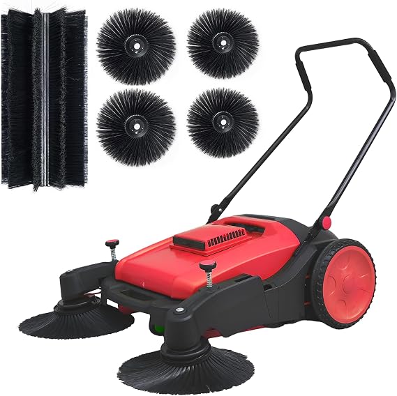 43" Industrial Walk-Behind Hand Push Floor Sweeper