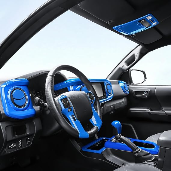 Full Set Interior Molding Covers Accent Trims Custom Fit for 3rd Gen Tacoma 2016-2023 - Peel and Stick Install - for Tacoma Accessories, for Tacoma Mods, for Tacoma Trims (Blue)