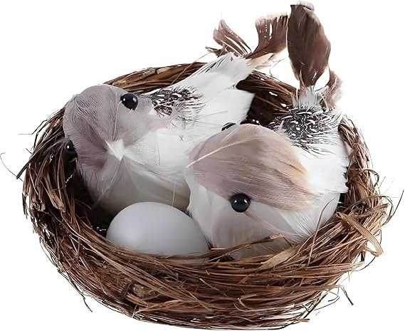 Artificial Bird Nest Decor Set with Birds and Eggs, DIY Craft Tree Decoration, Home Decor，for Easter and Wedding Display